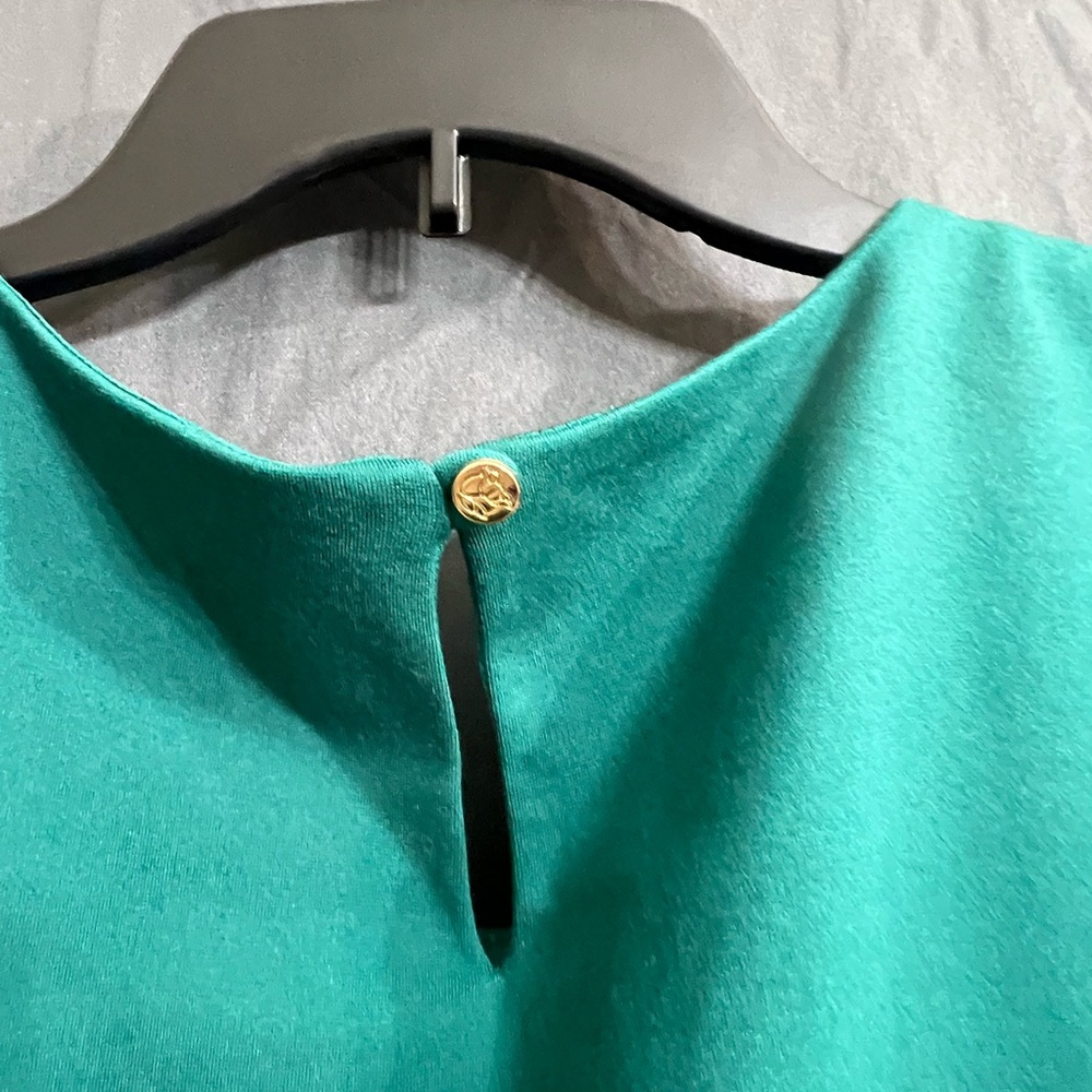 NWT Draper James Emerald women’s sleevless lined Dress with Velvet Bow size L - Picture 3 of 4